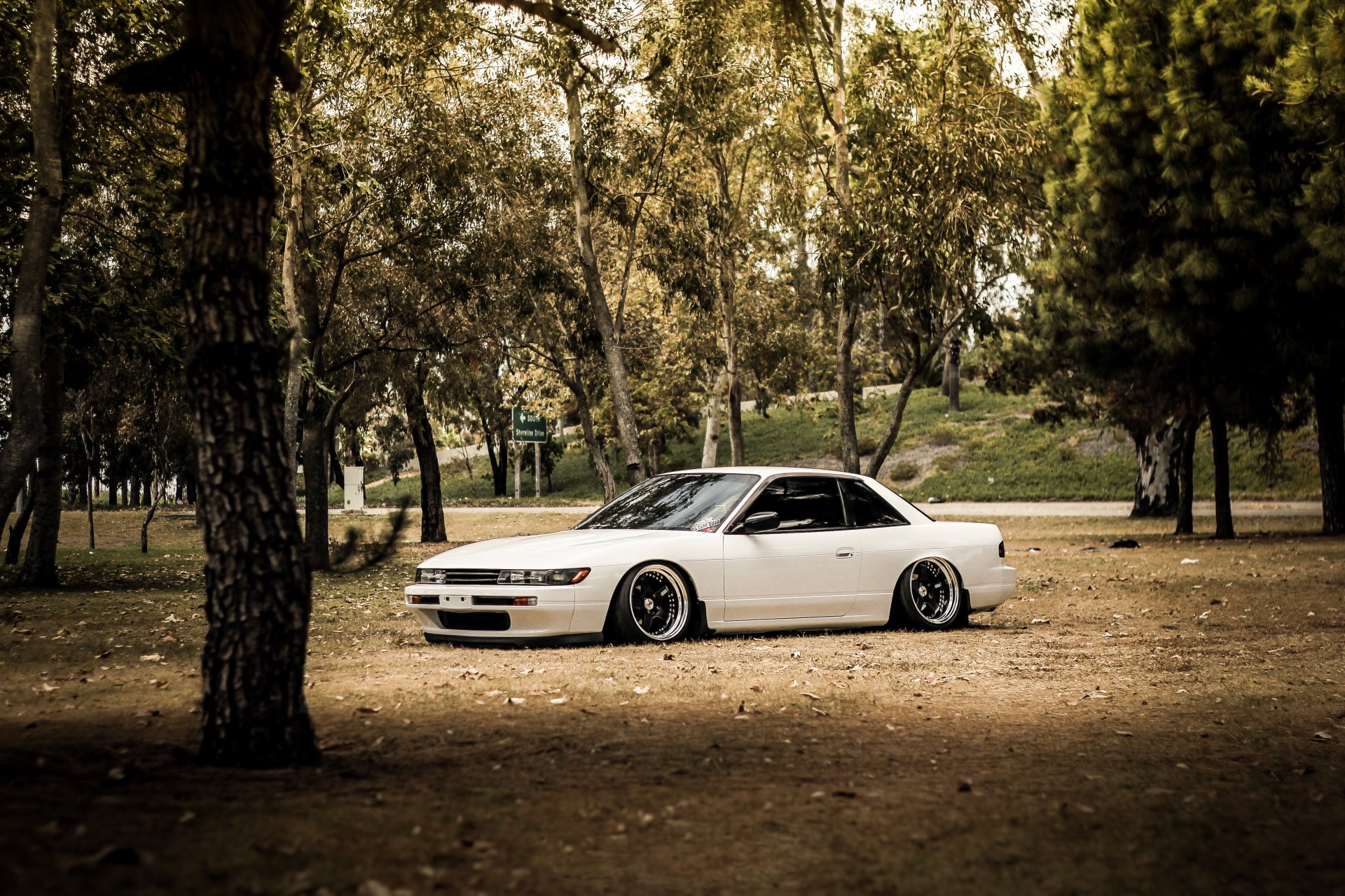 nissan silvia s13 blanco nissan blanco árboles