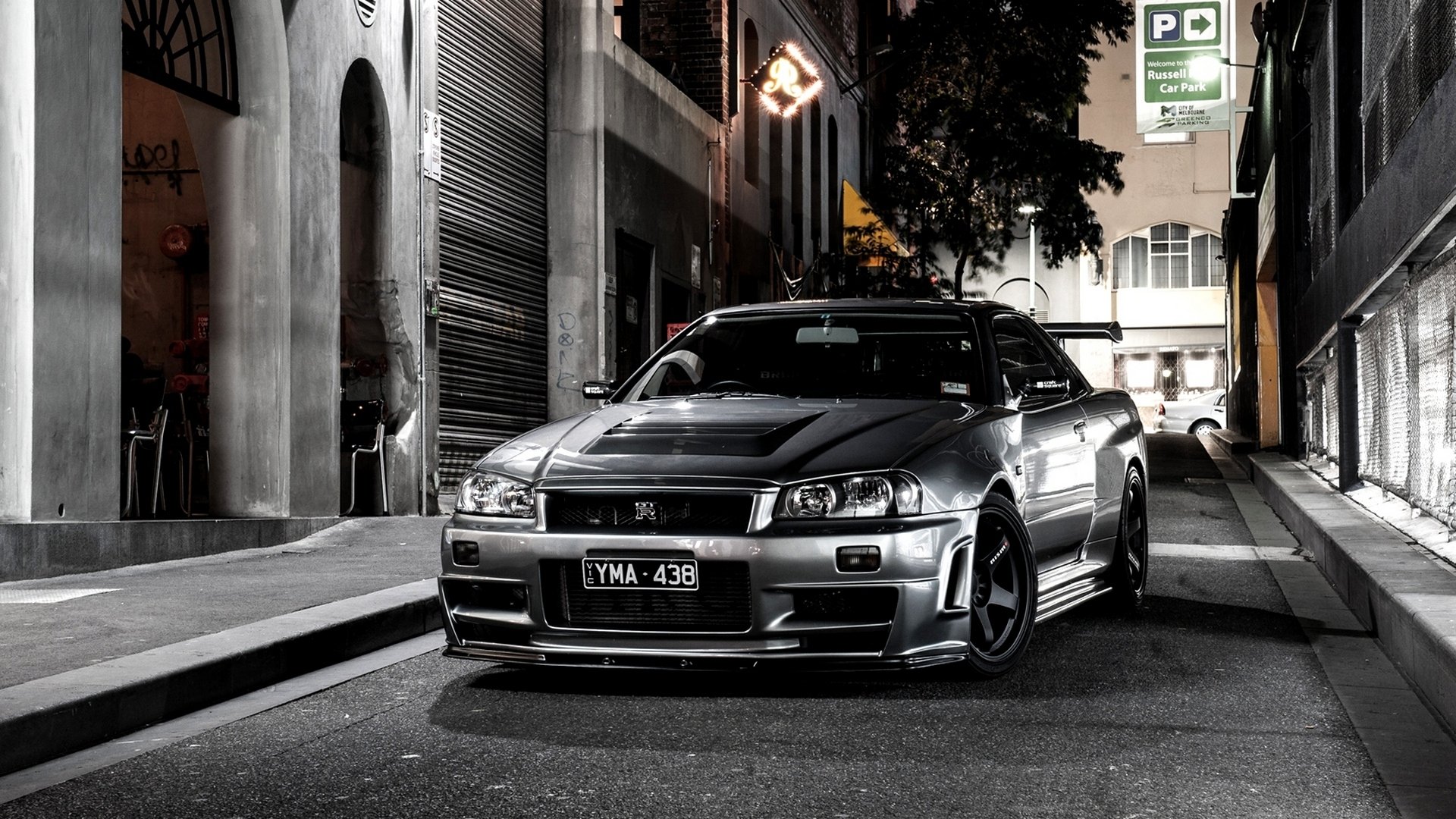 auto hintergrundbilder grau nissan skyline bnr34 straße japan automobil für desktop nacht tapete nissan skyline japanisch