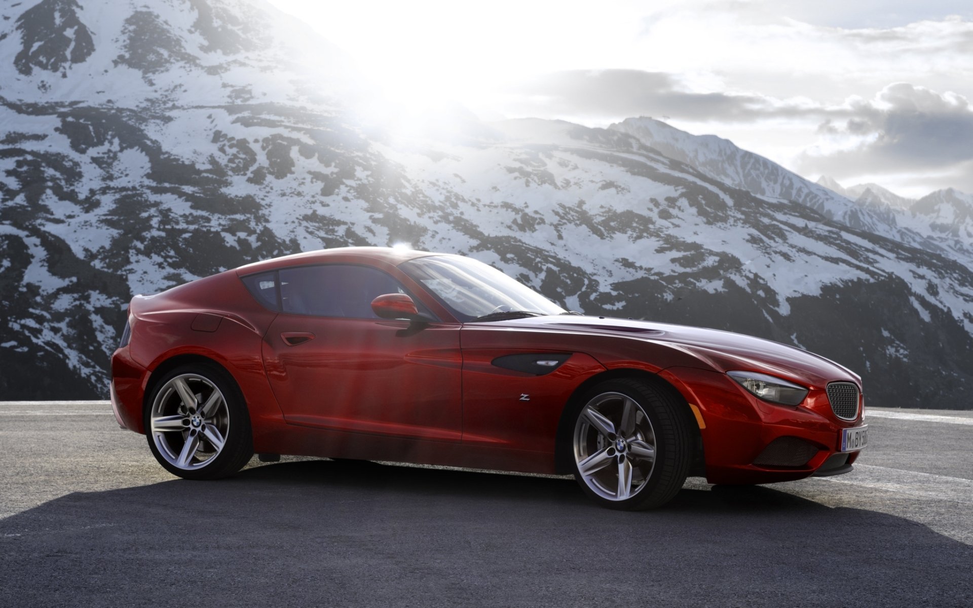 bmw zagato coupé bmw zagato rouge avant ciel montagnes