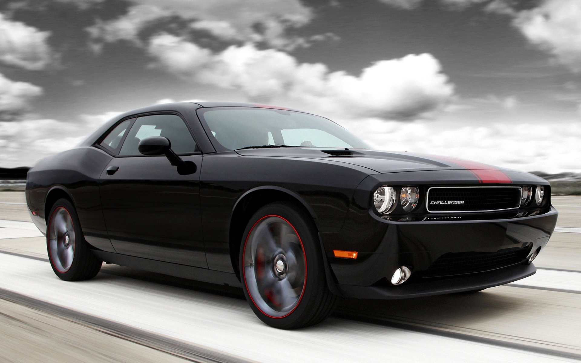 dodge challenger rajd redline dodge celenger przód muscle car muscle car tuning niebo chmury