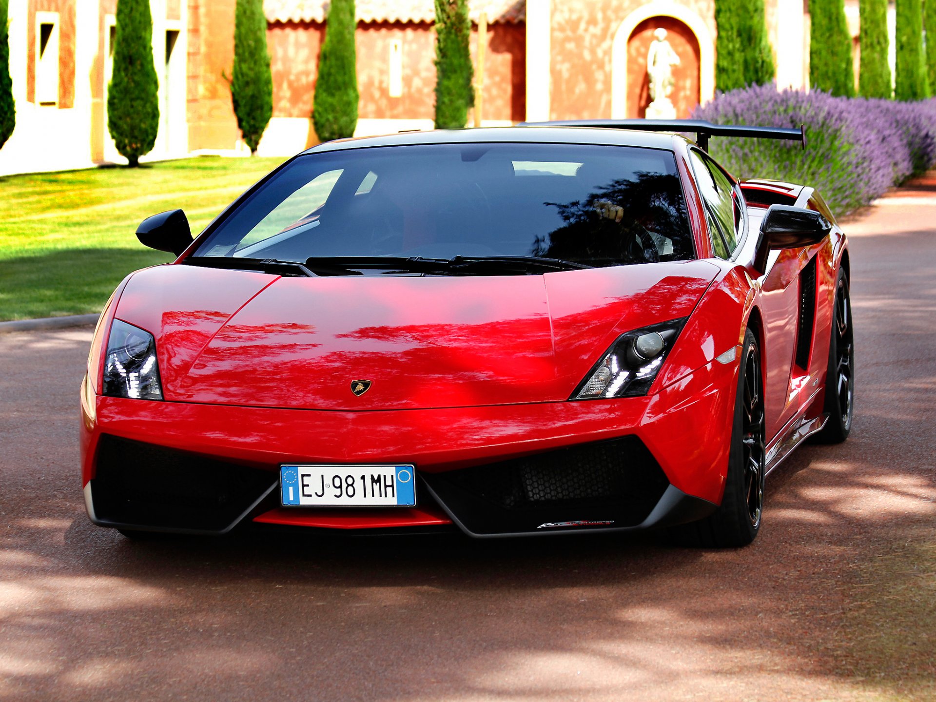 gallardo lp570-4 lamborghini super trofeo stradale lamborghini gallardo rosso supercar vista frontale messa a punto spoiler