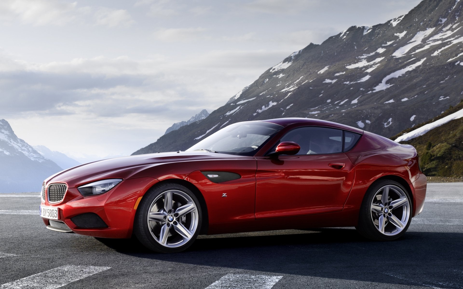 bmw z4 zagato coupe bmw zagato red front mountains sky