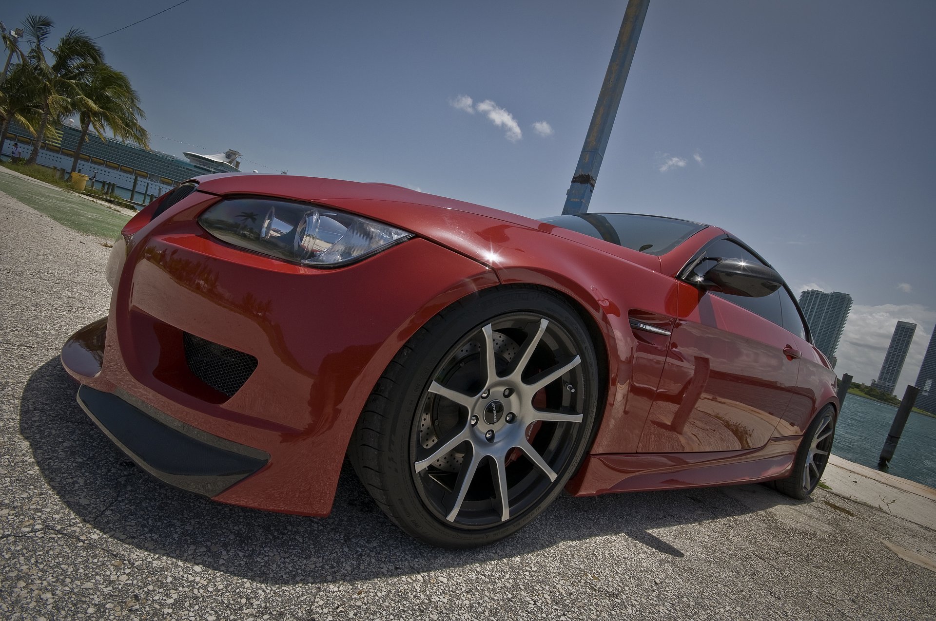 bmw m3 e92 red wheels miami bmw red sky