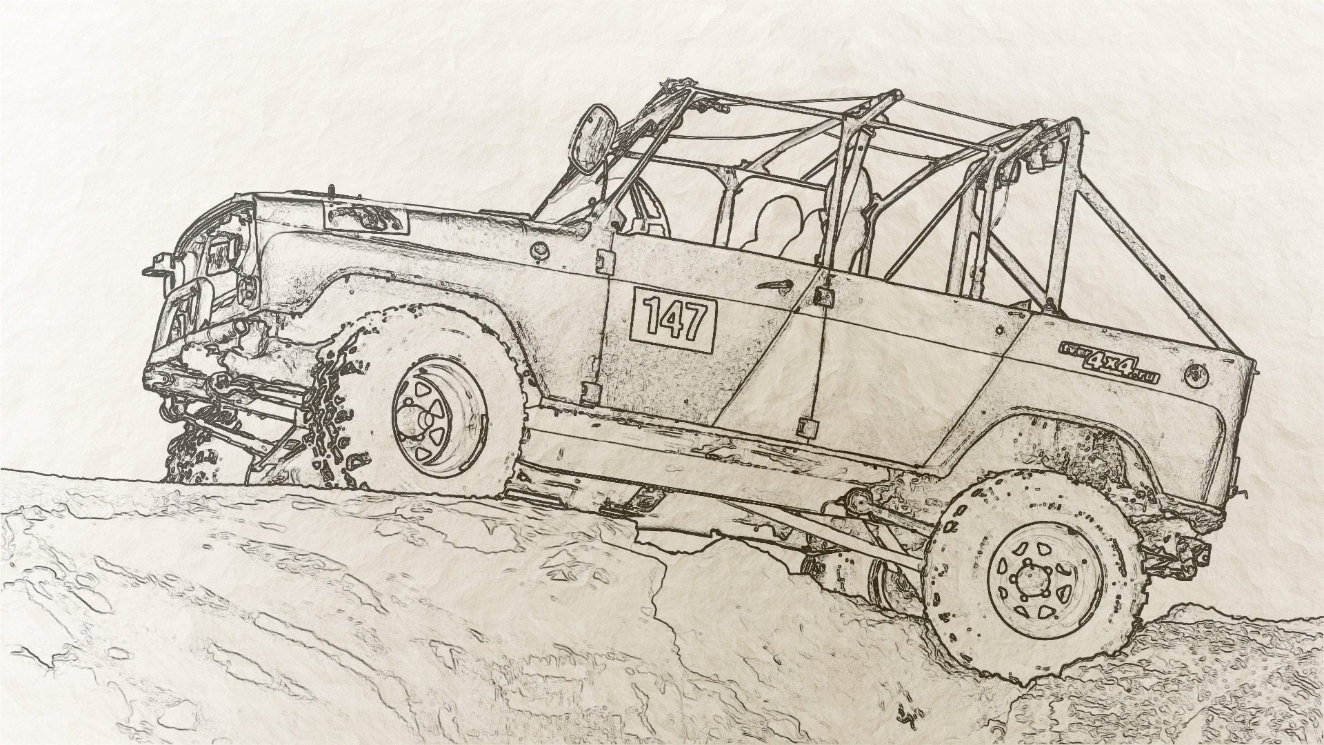 uaz off-road trophy off-road 4x4 suv drawing