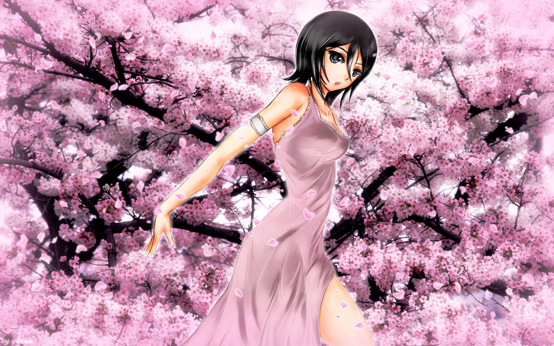anime kolor różowy sakura rukia kuchiki kwitnienie bleach