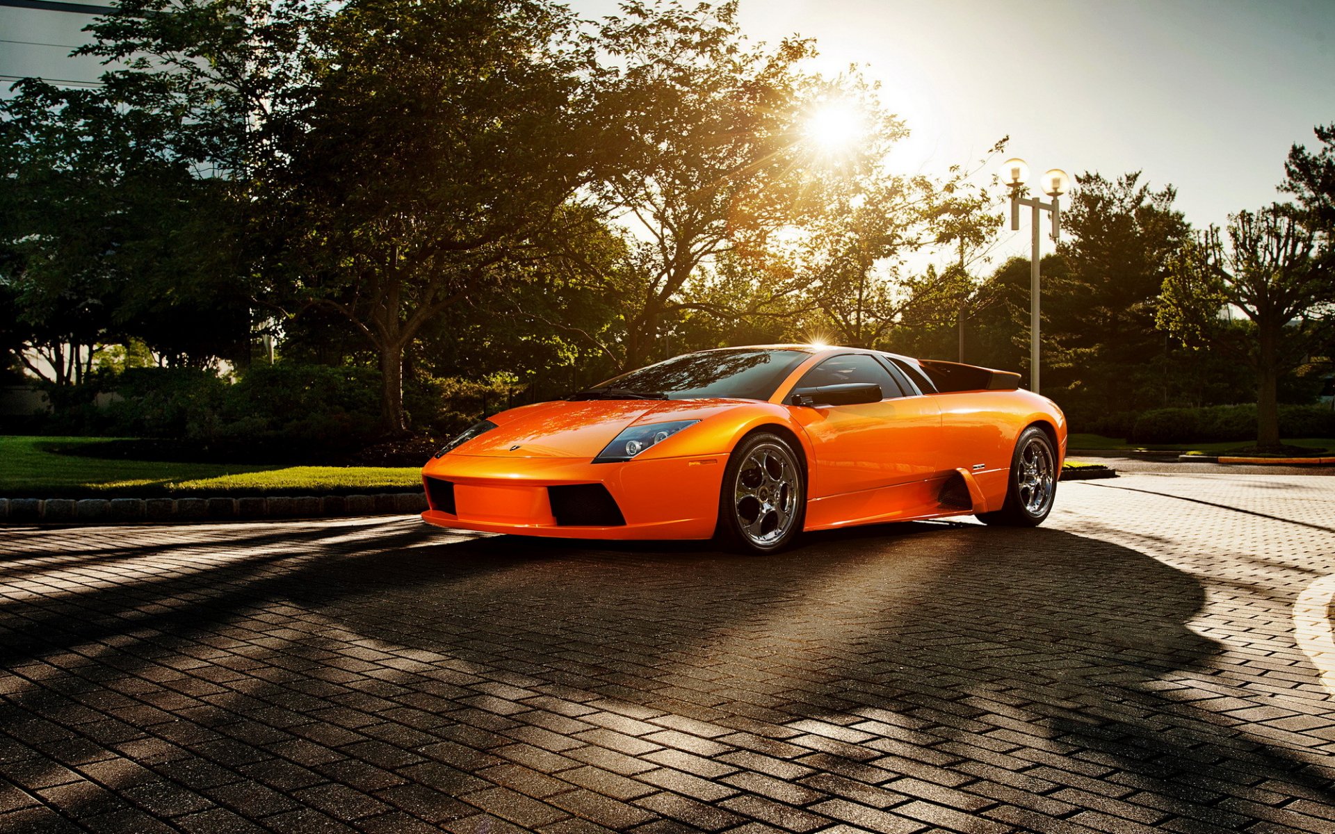 lamborghini murcielago sun highlight lamborghini supercar orange