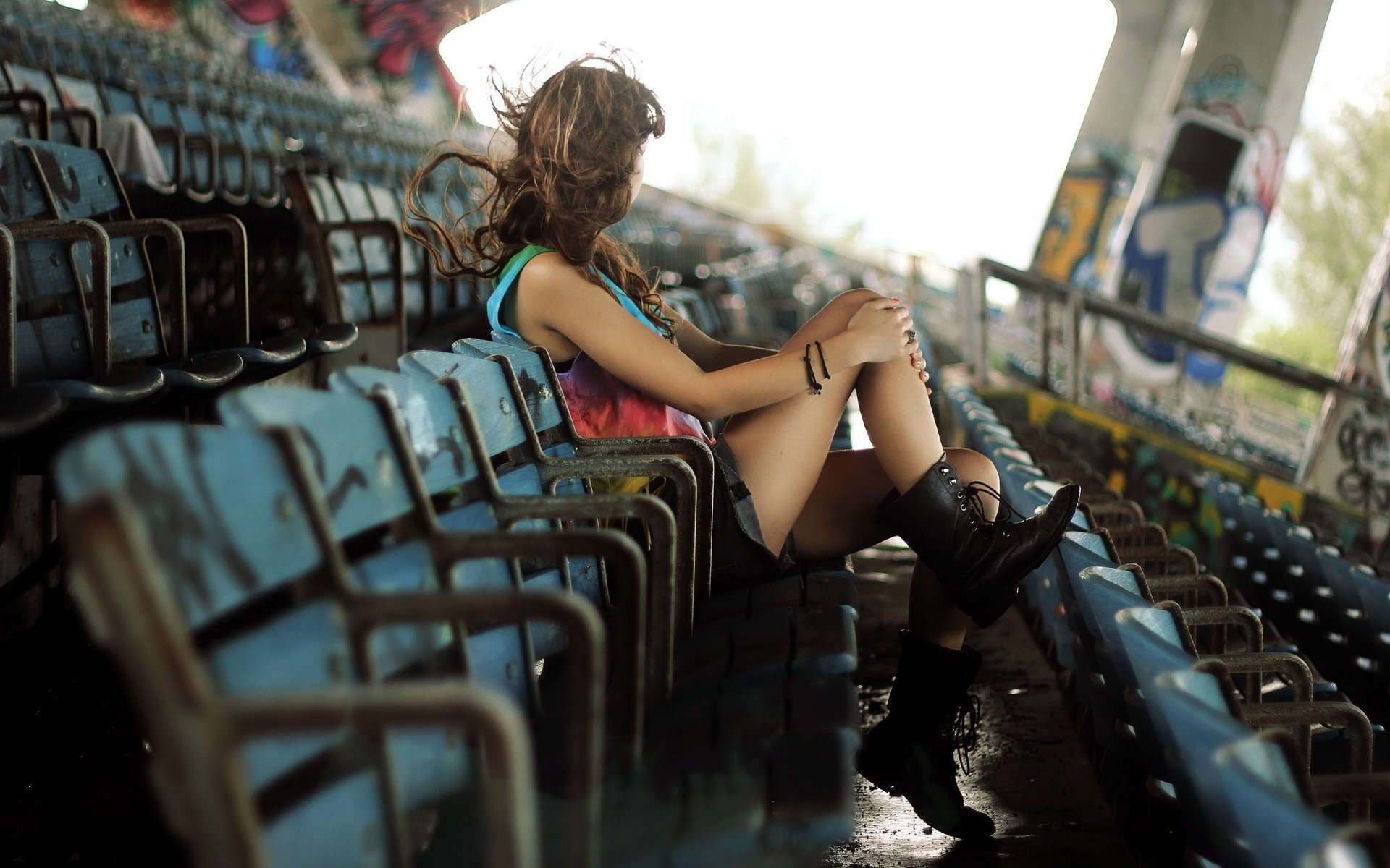 chica estado de ánimo estadio