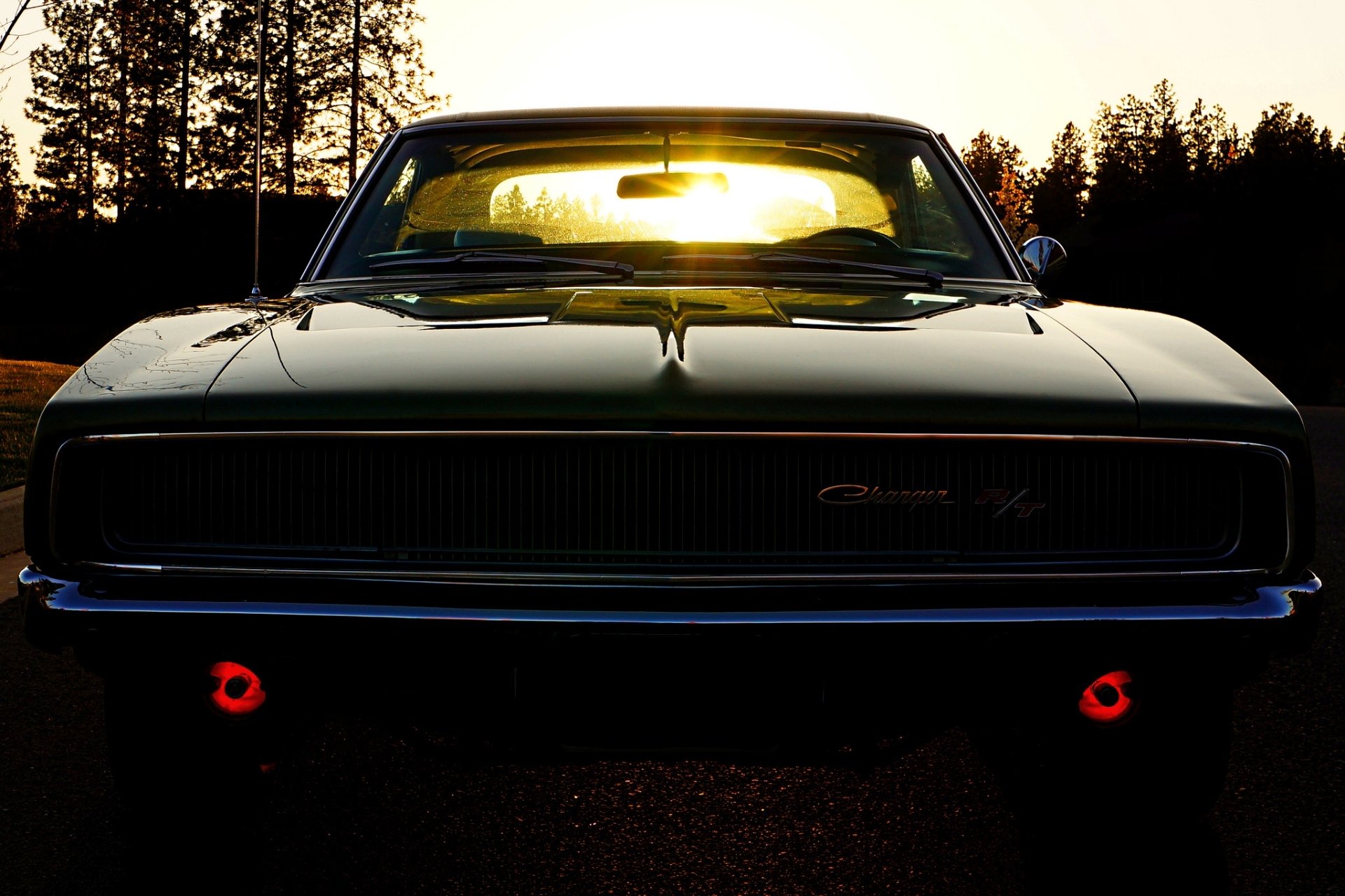 ausweichen ladegerät r / t 1968 dodge charger front muscle car muscle car halbdunkel sonne himmel