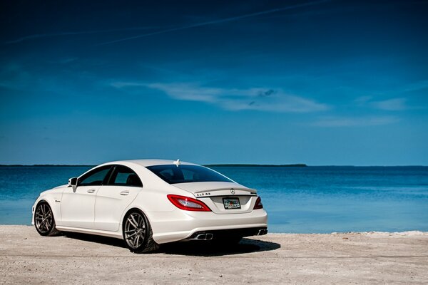 White Car on the seashore