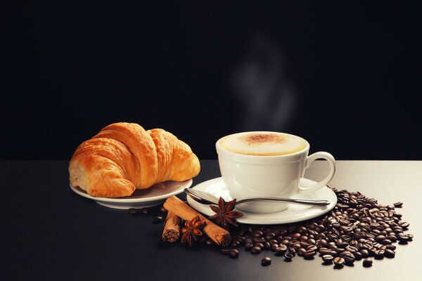 A great start to the day: croissant and coffee