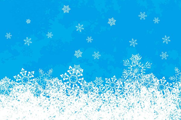 White snowflakes on a blue background