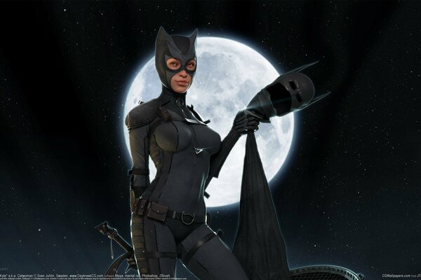 Catwoman mask batman moon night