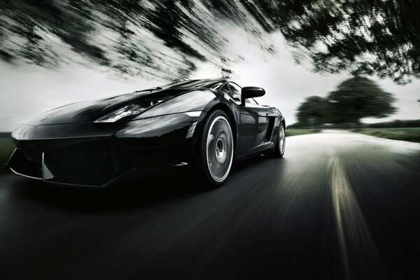 Auto Lamborghini gallardo supercar at speed