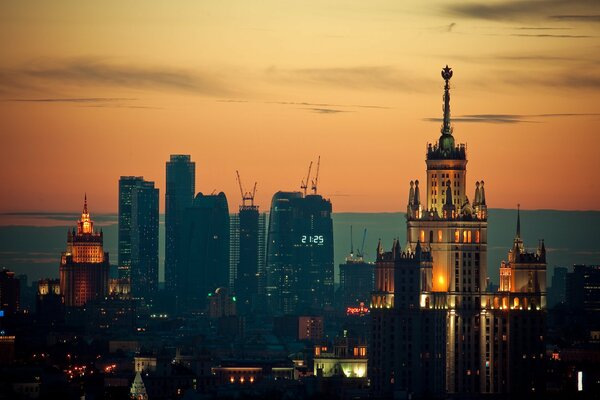 Vue de Moscou. Night Lights Moscow City