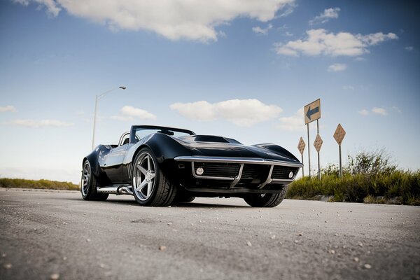 Chevrolet corvette car on the highway