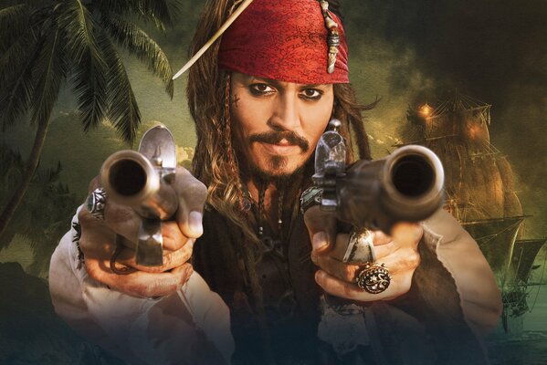 Jack Sparrow avec deux troncs