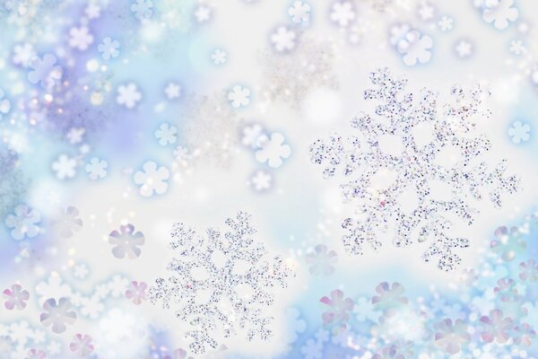 Weiße festliche Schneeflocken im Frost