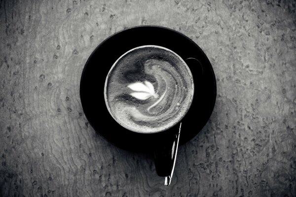 Black and white coffee mug processing