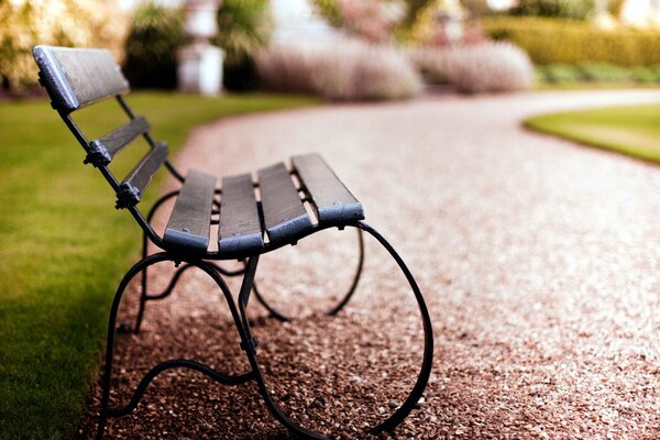 Banc vide sur une passerelle dans le parc