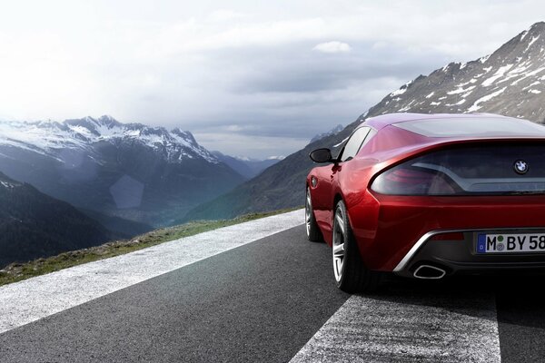 BMW car on a mountain road