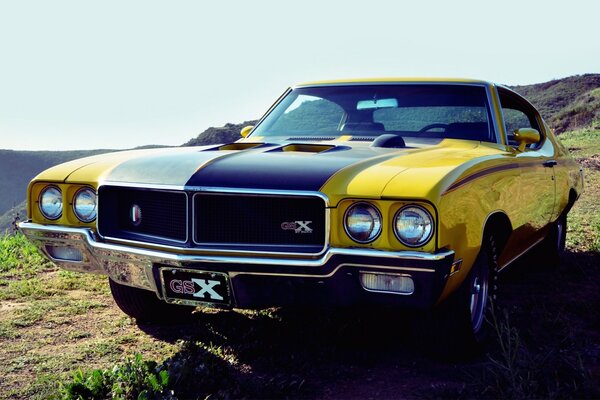 The front of the car muscle car