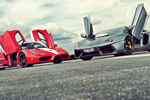 Aventador LP700-4 lamborghini and Ferrari enzo high-speed hypercars