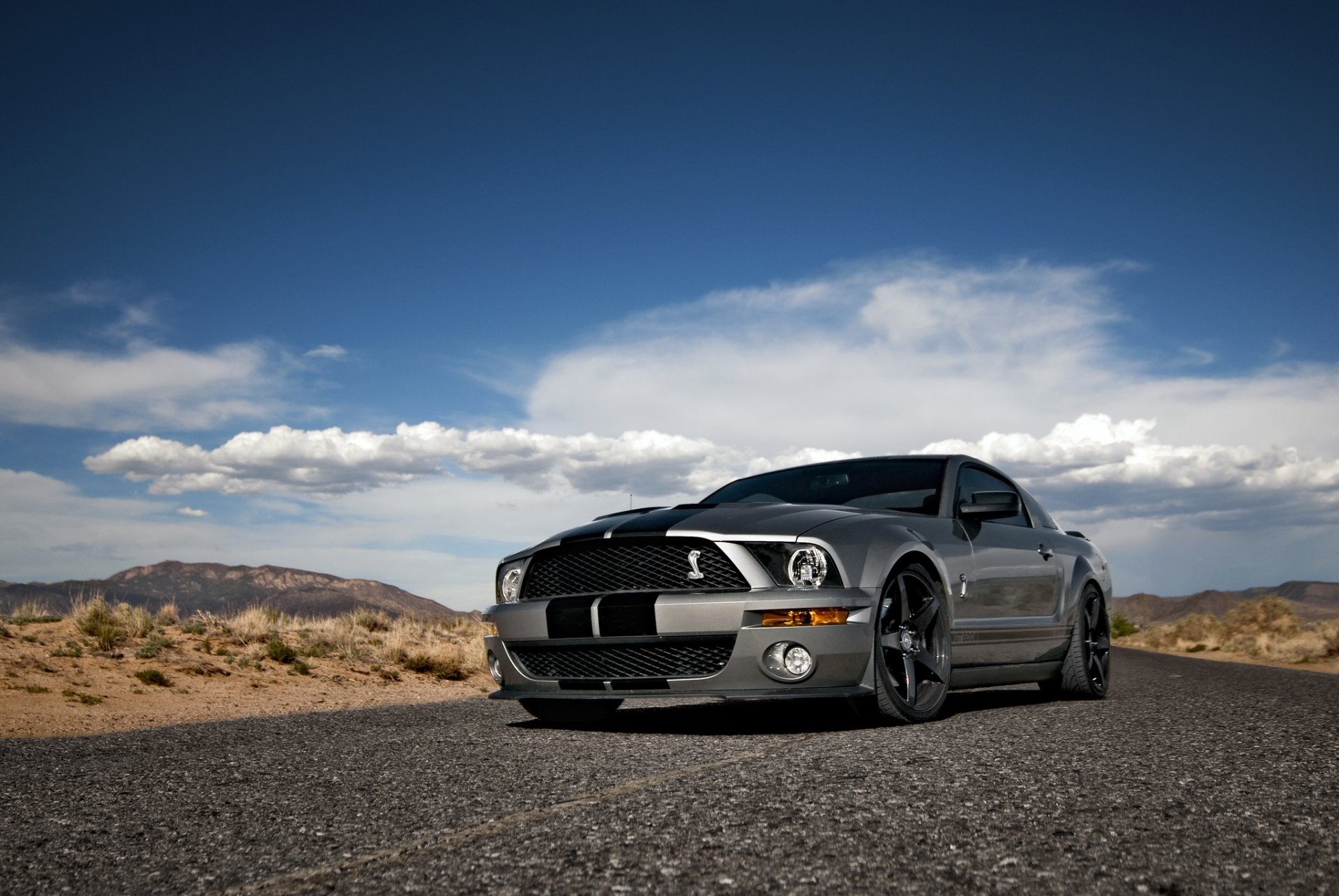 ford mustang shelby gt500 plata coche del músculo plata muscle car cielo nubes