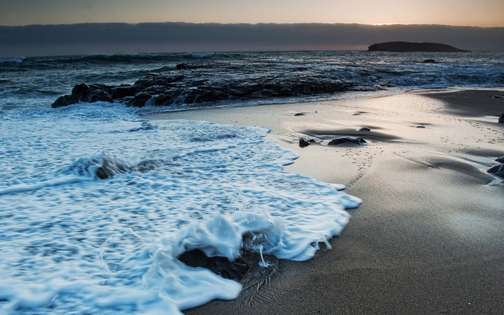 natura paesaggio onde mare notte