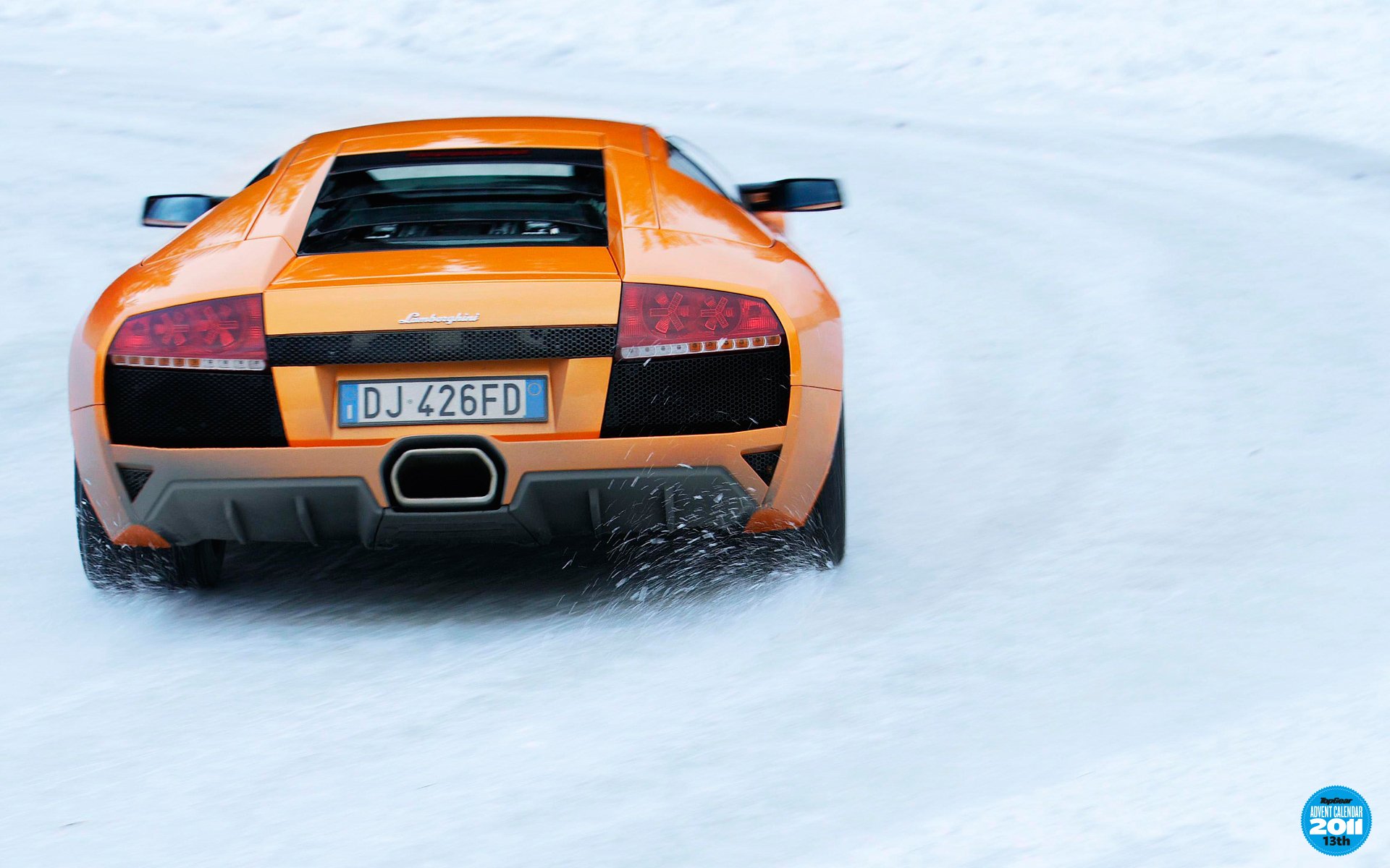 top gear calendario de aparición 13td top gear engranaje superior lamborghini murcielago lamborghini marcelago superdeportivo vista trasera naranja carretera invierno nieve