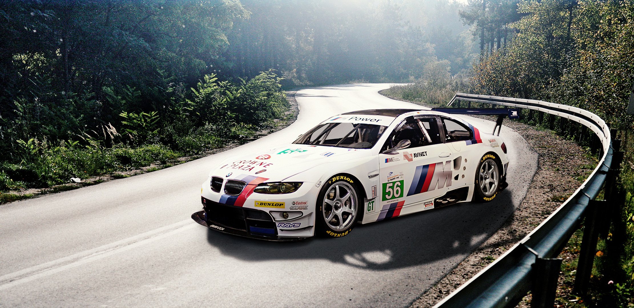 bmw m3 e92 bianco auto bmw adesivi etichette decalcomanie strada foresta