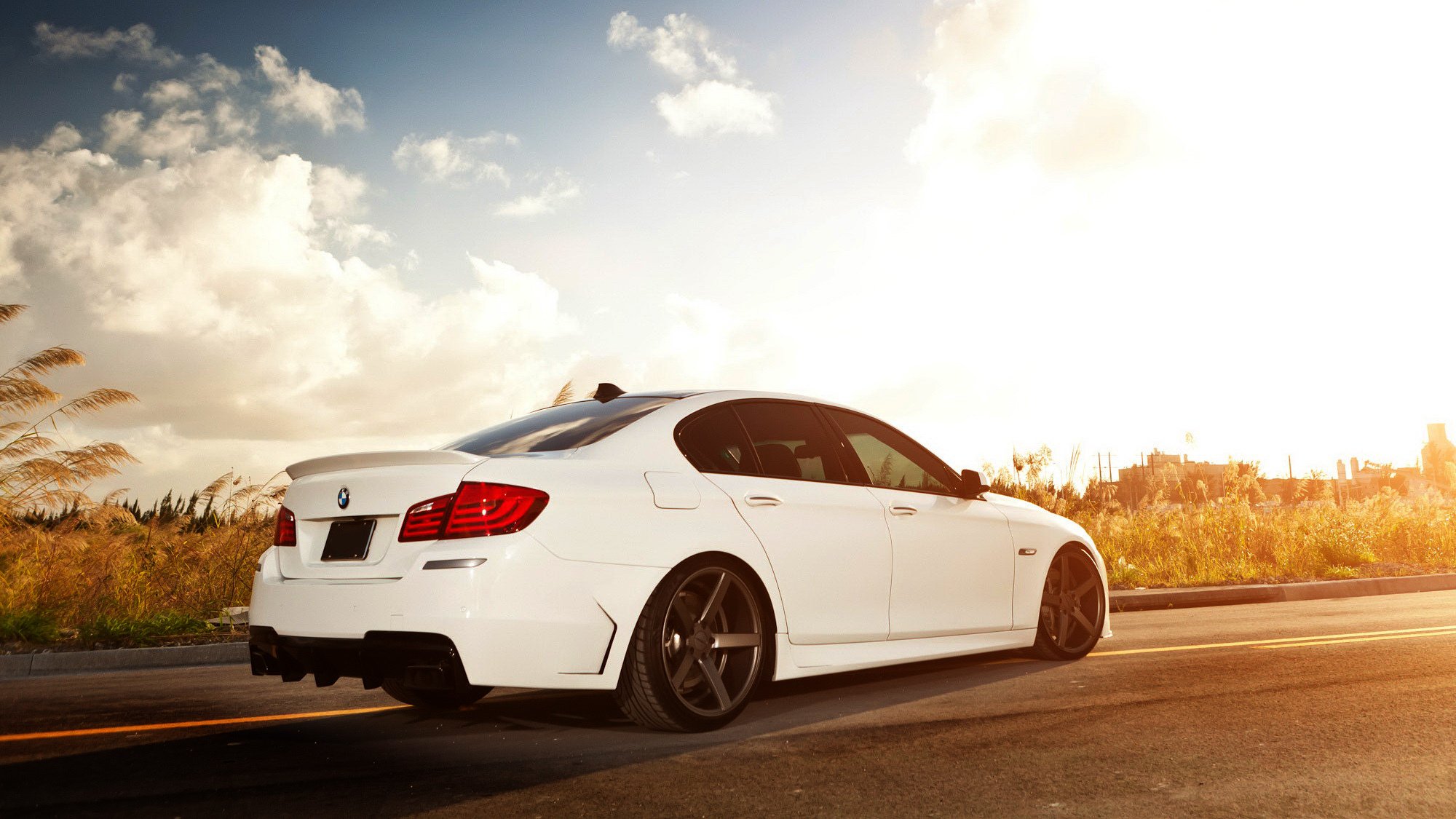 bmw tuning blanc lumière nuages bmw 5 série