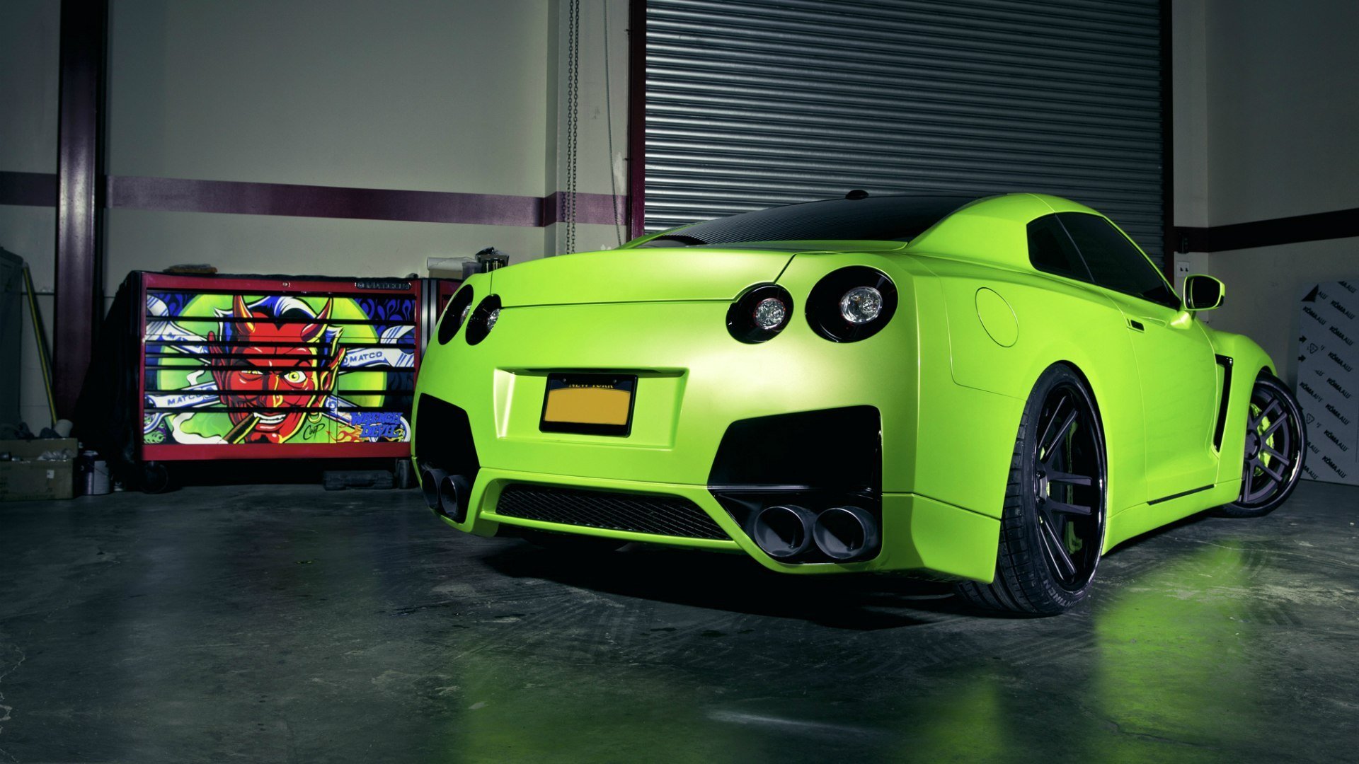 nissan gt-r vert clair vert mat tuning garage diable