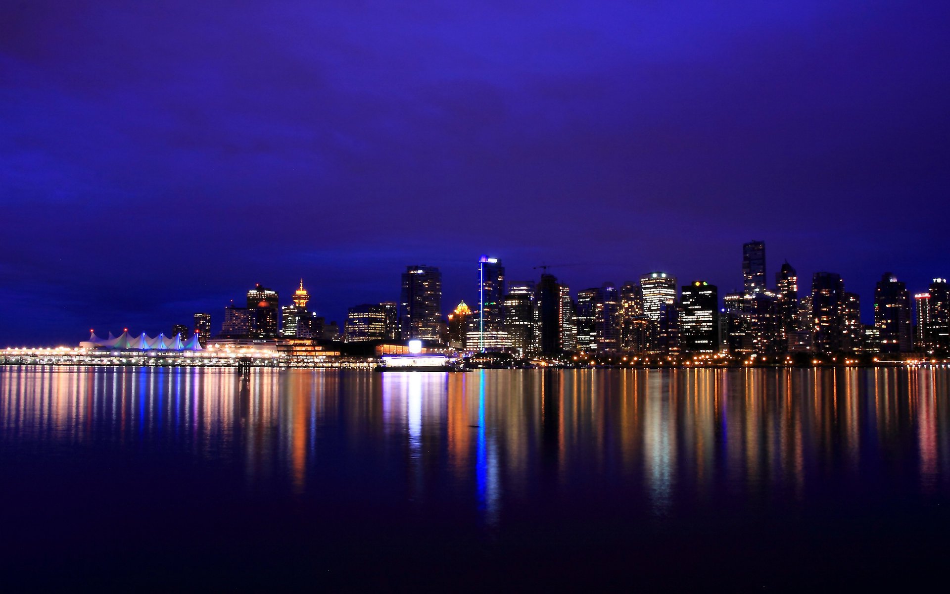 canada british columbia lights river vancouver night city canadá reflection