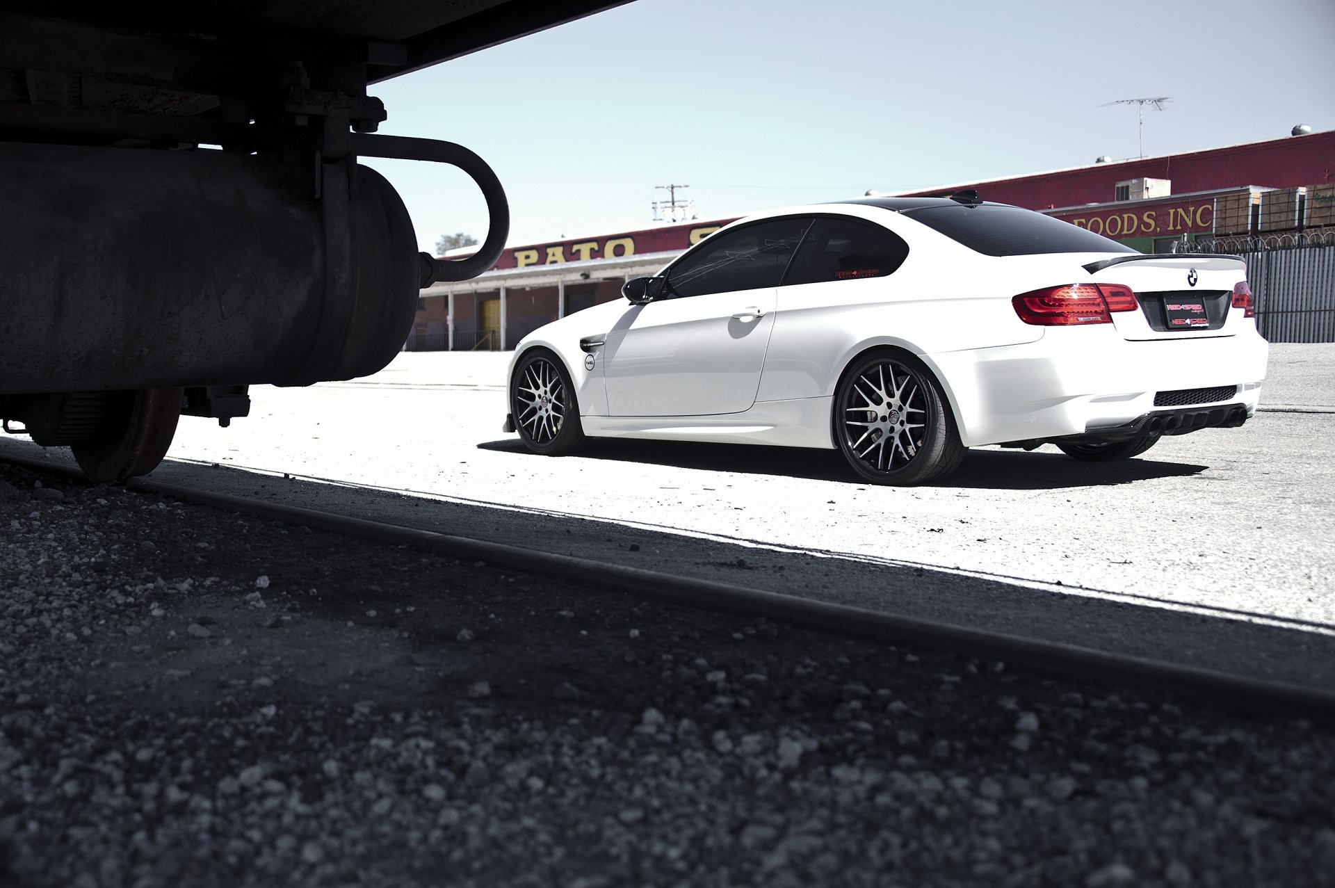 bmw m3 e92 white railway bmw rails train