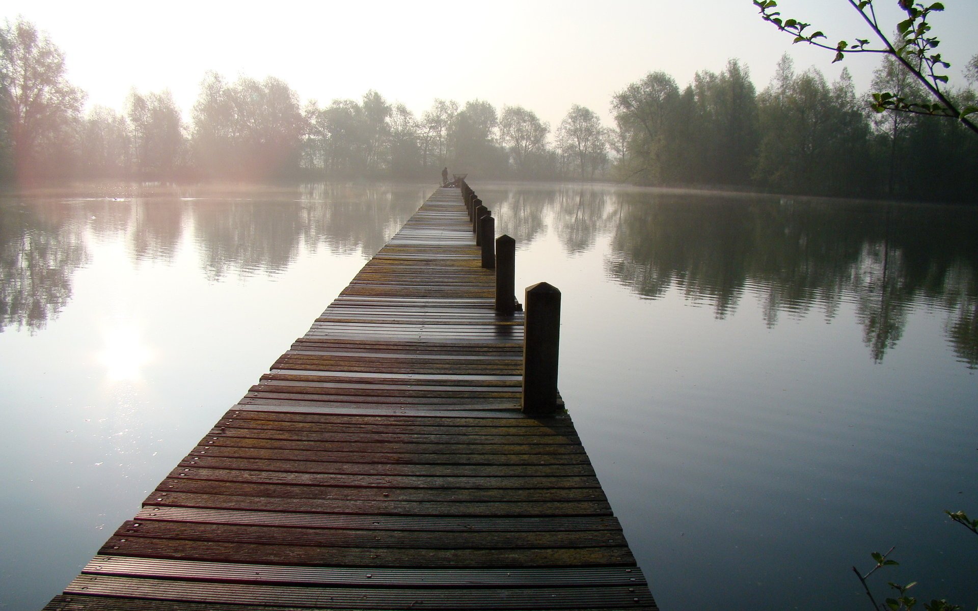 lago nebbia ponte