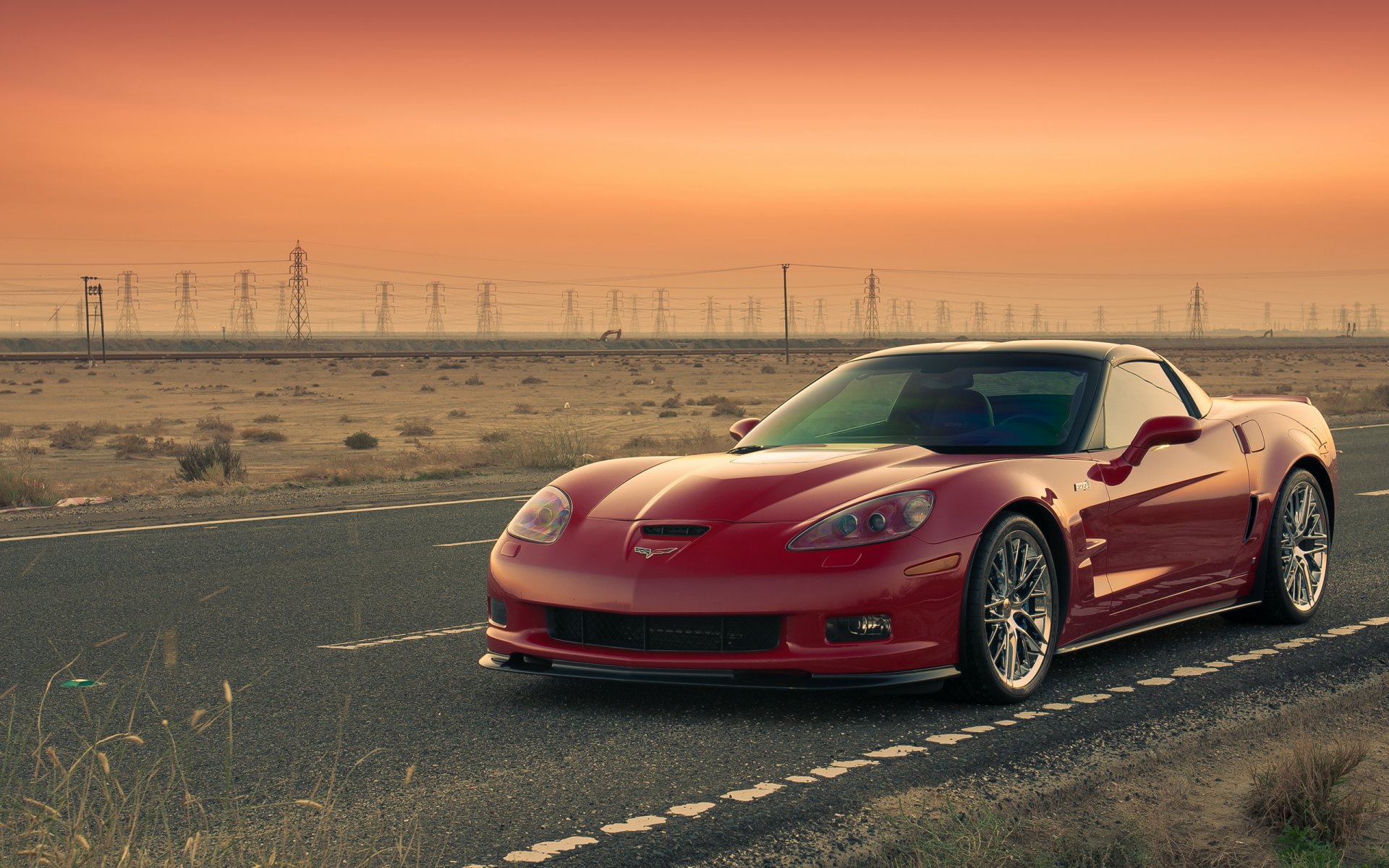 chevrolet corvette zr1 chevrolet corvette route coucher de soleil