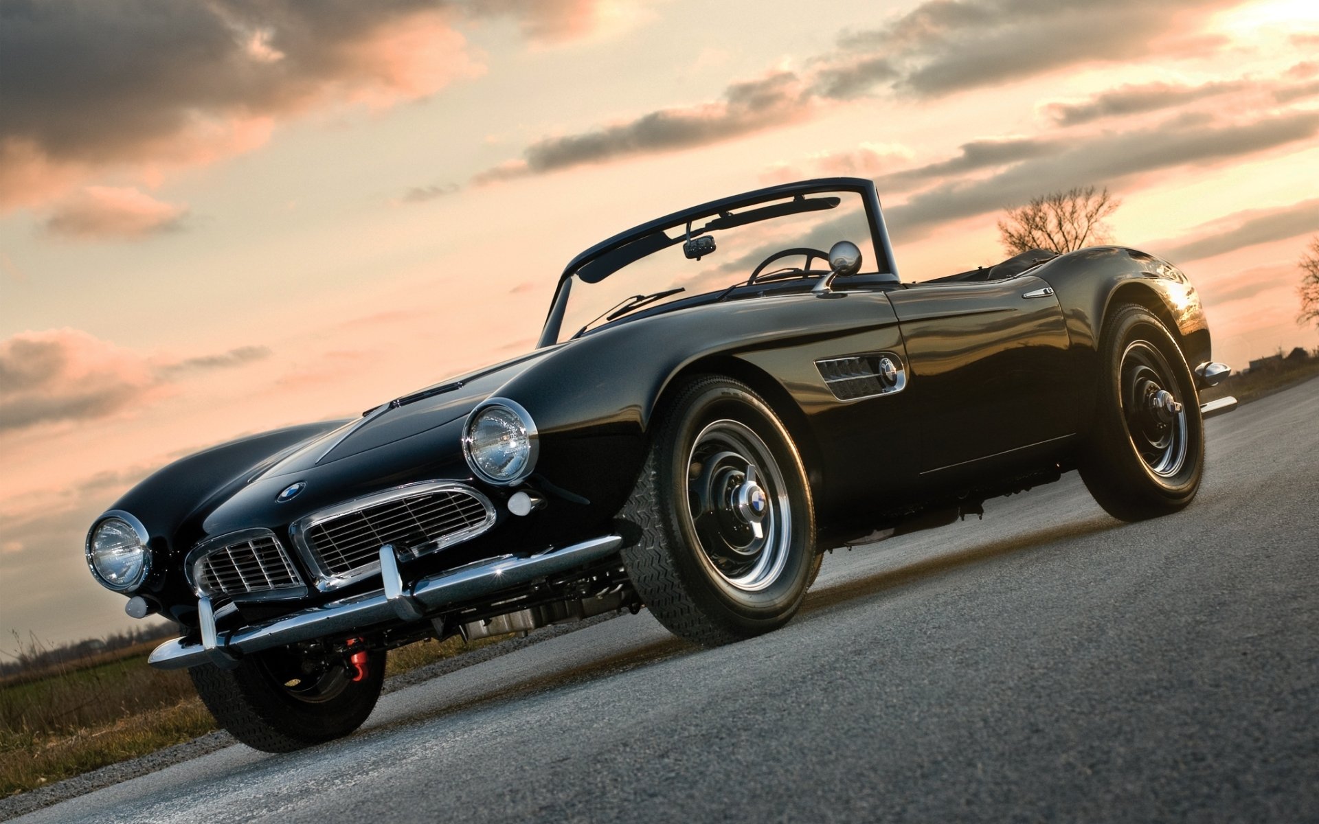 bmw serie 2 1957 bmw auto sportiva convertibile anteriore strada tramonto cielo bella macchina