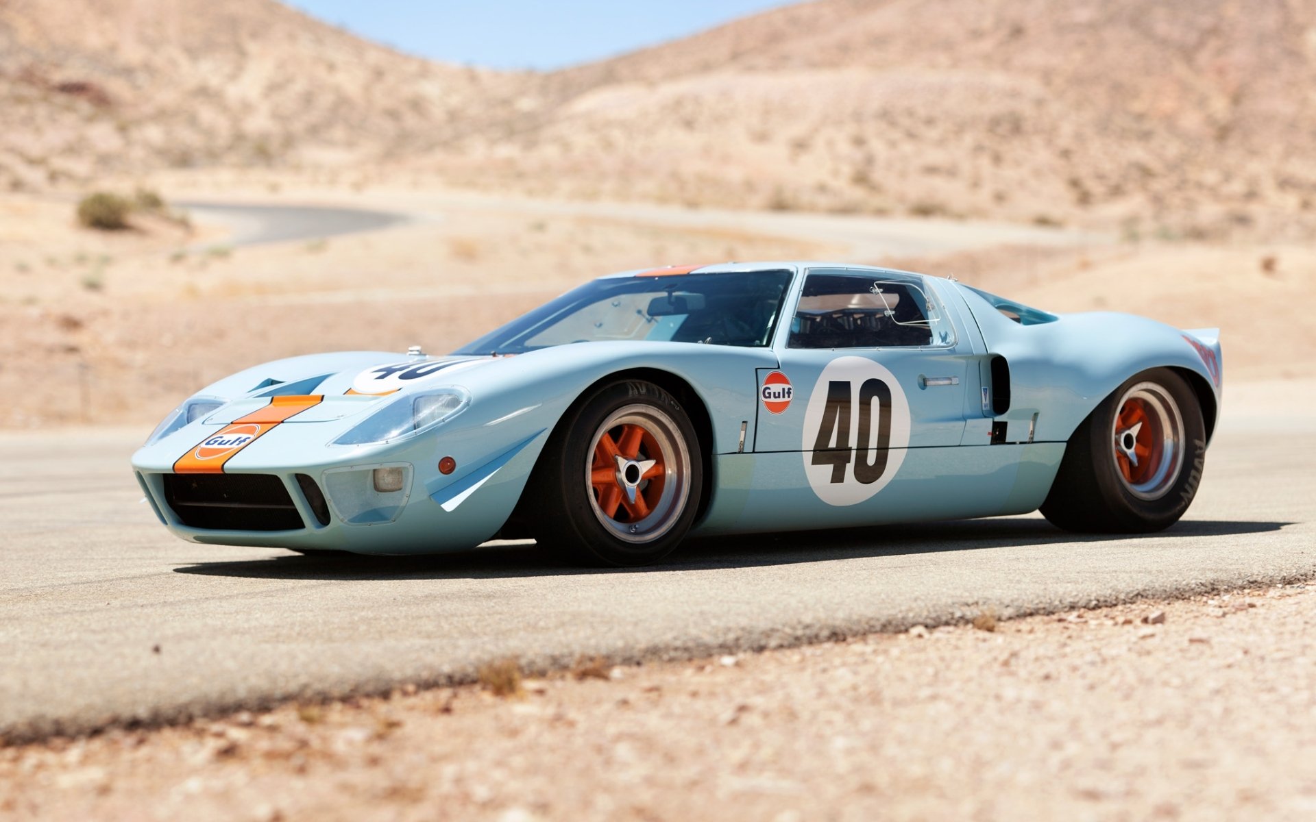 ford gt40 gulf oil le mans 1968 supercar front classic road hill