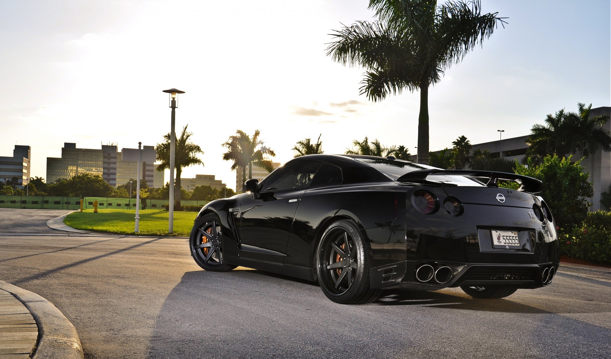 nissan gtr r35 black wheels sunset nissan gtr street sky clouds houses palm tree brunsboit shadow