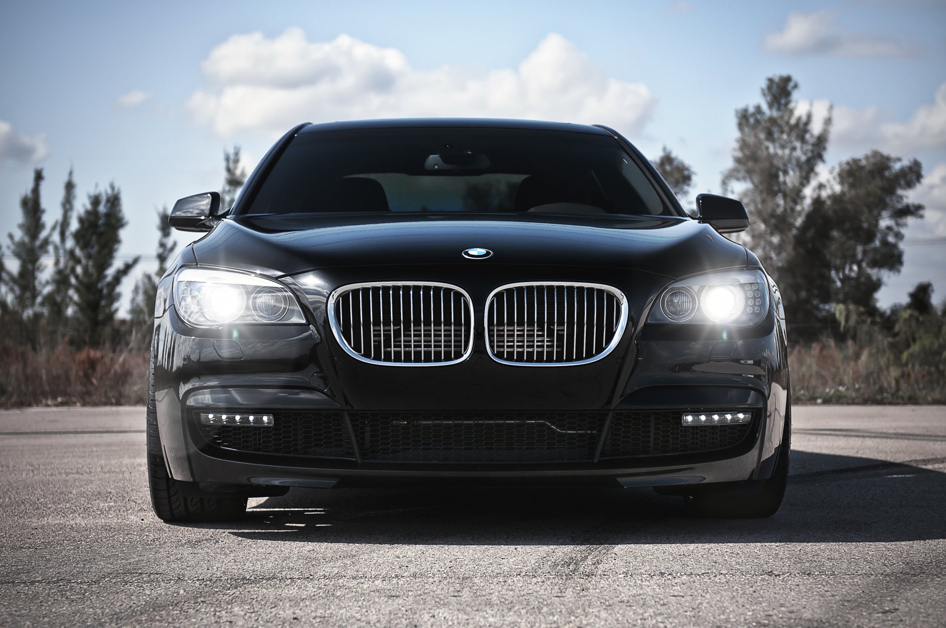 bmw série 7 noir bmw ciel nuages