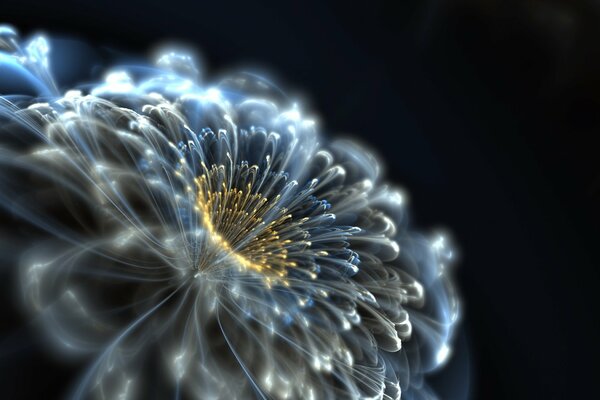 Абстракция неонового цветка энергии на темном фоне