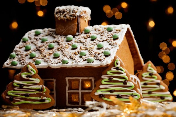 Festive New Year gingerbread house