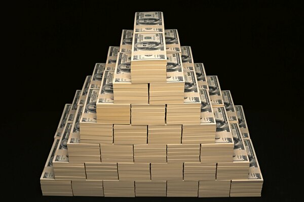 Pyramid of dollar bills