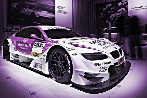 White and purple bmw car with spoiler