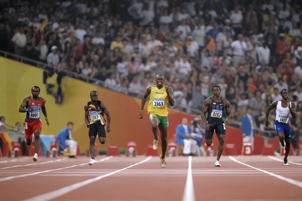 Runners compete at the Olympic Games