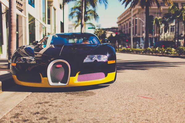 Ein Bugatti veyron in einer Straße in Los Angeles geparkt