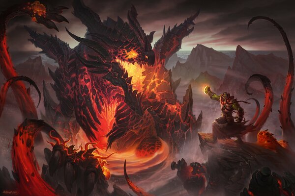 Dragon lava fire mountain flame