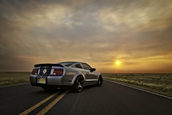 Voiture Ford Mustang Shelby gt500 sur la piste