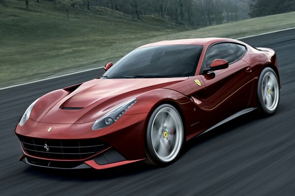 Rassiger Ferrari rast über die Strecke