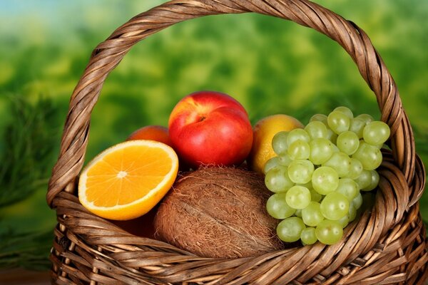 Fruits brillants dans un panier en osier